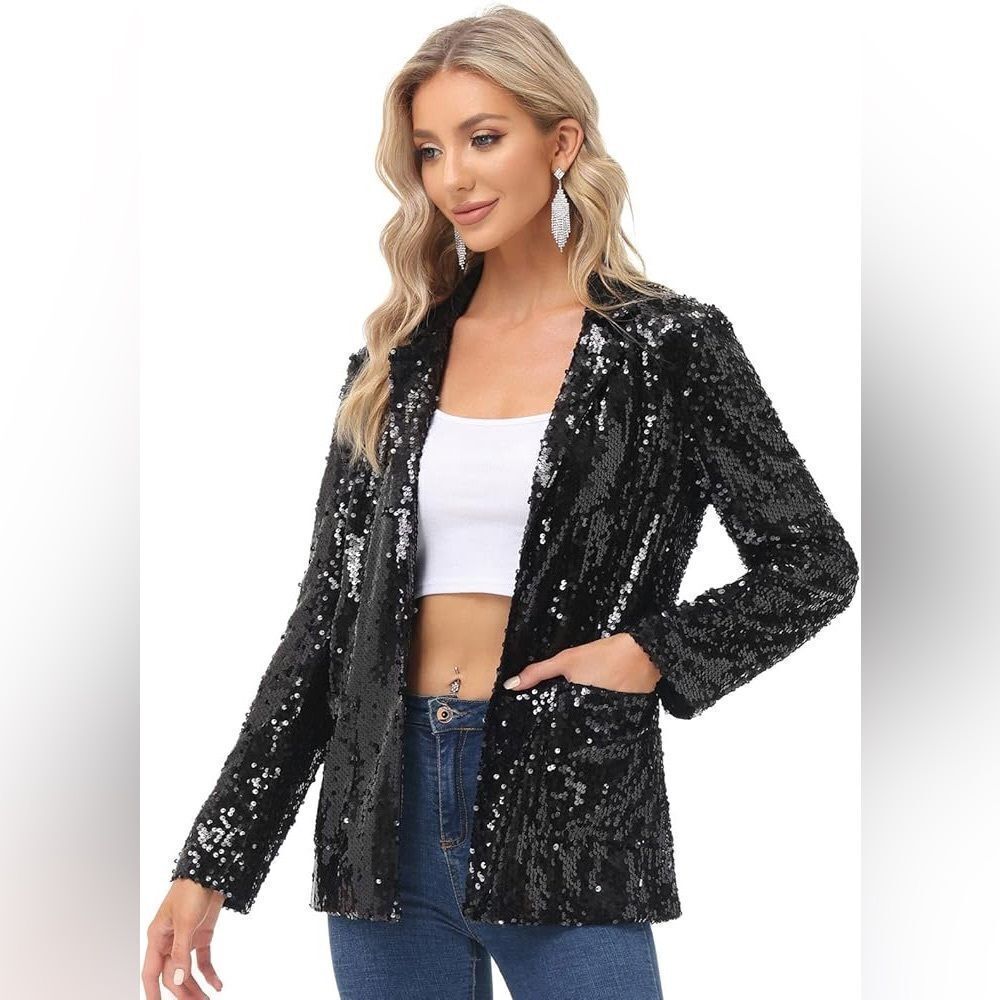 Elegant Black Sequin Blazer
